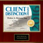 Walter Metzen was awarded the Client Distinction Award in 2016.