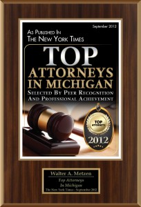 Walter Metzen selected Top Bankruptcy Attorney 2012 and 2013